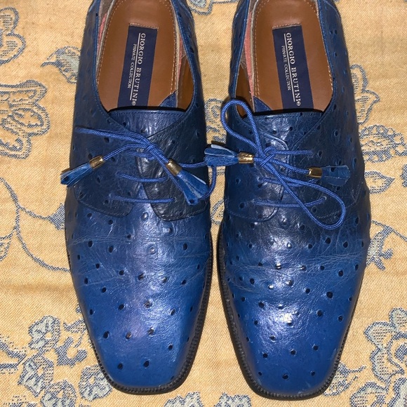 Giorgio Brutini Men\'s Blue Ostrich Print Leather Dress Shoes Size 9M main image 4